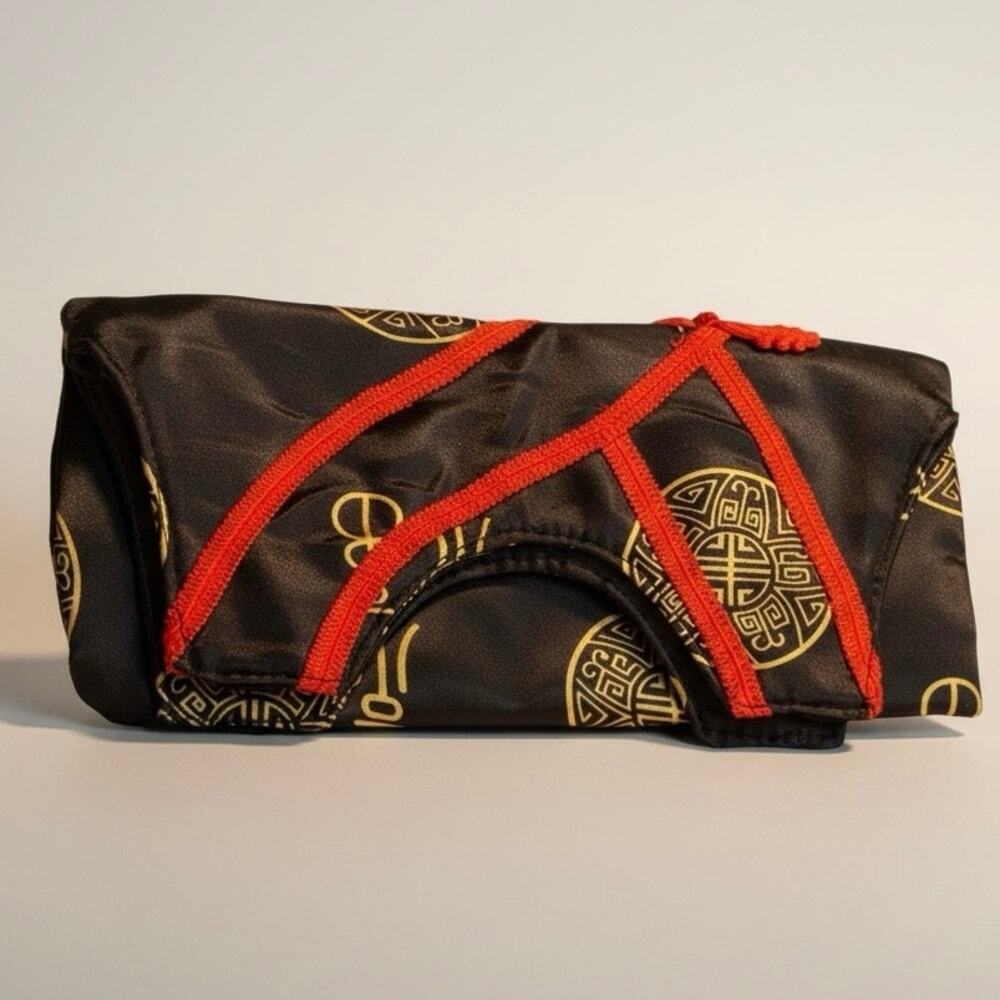 Chinese Style Satin Fold over Blouse Clutch